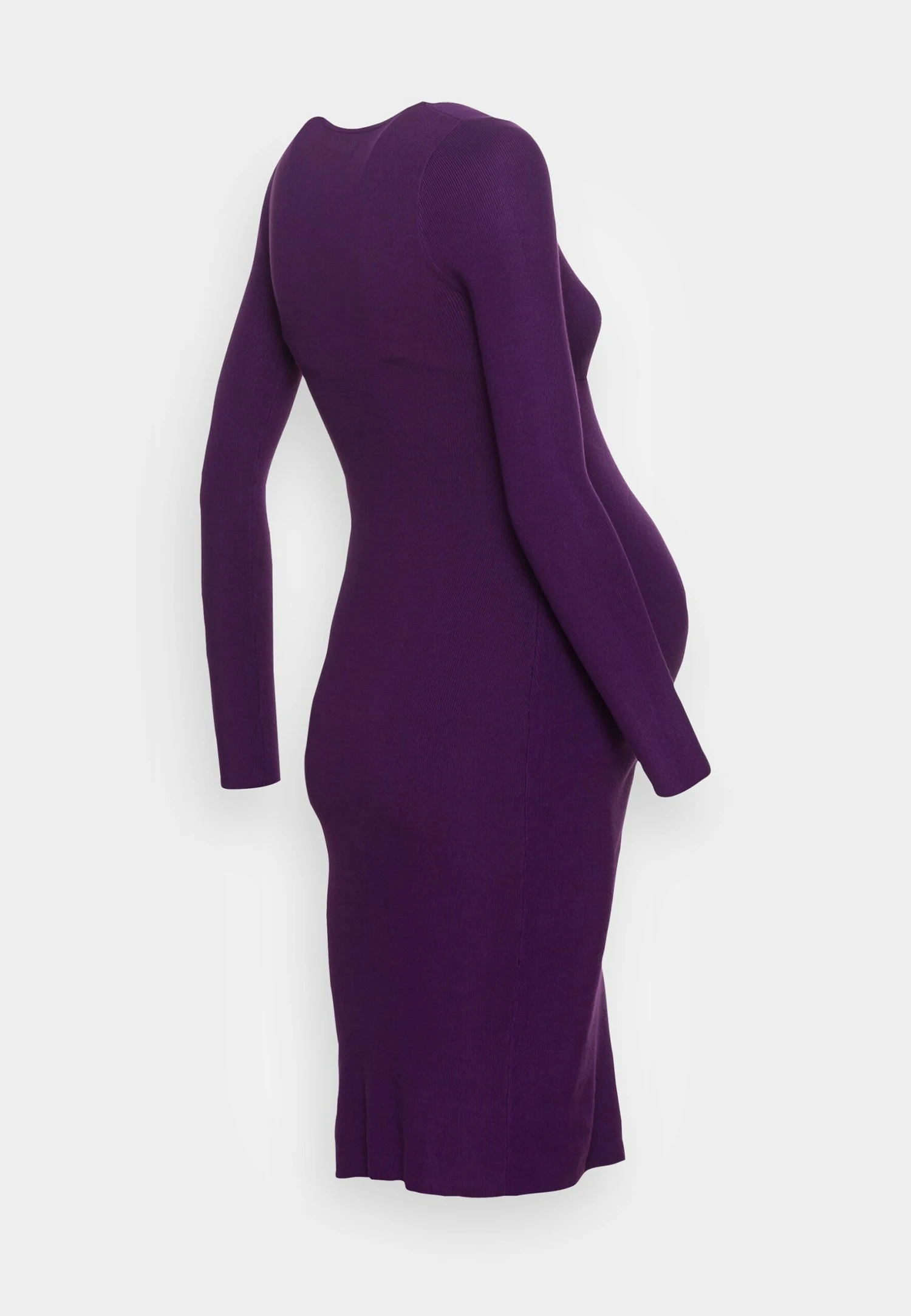 V Ausschnitt Mini Bodycon Ripp Strickkleid - Gebreide Jurk - Purple 4 V Ausschnitt Mini Bodycon Ripp Strickkleid - Gebreide Jurk - Purple - Afbeelding 2
