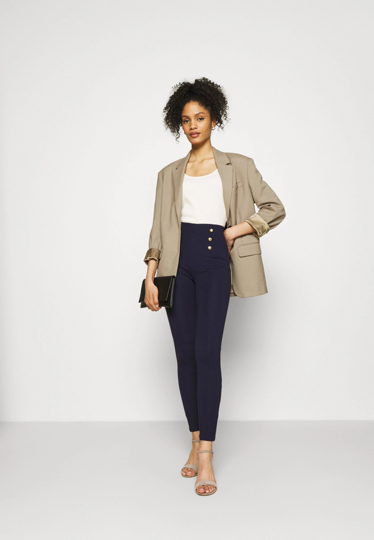 Anna Field Punto Leggings With Button Detail - Legging - Dark Blue 4 Anna Field Punto Leggings With Button Detail - Legging - Dark Blue - Afbeelding 2