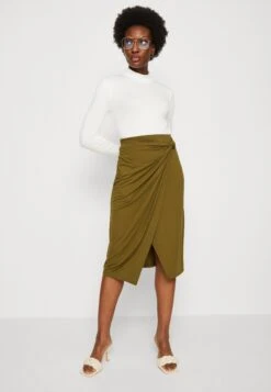 Anna Field Front Knot Midi Skirt - Kokerrok - Khaki -Anna Field 461ee7207cb243998c18cf265d0ad4bd