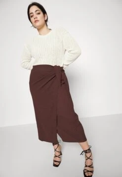 Curvy Textured Sarong Midi Skirt - Wikkelrok - Brown 11 Curvy Textured Sarong Midi Skirt - Wikkelrok - Brown -Anna Field 49784824a17b4718aa7a745c7f75ba23