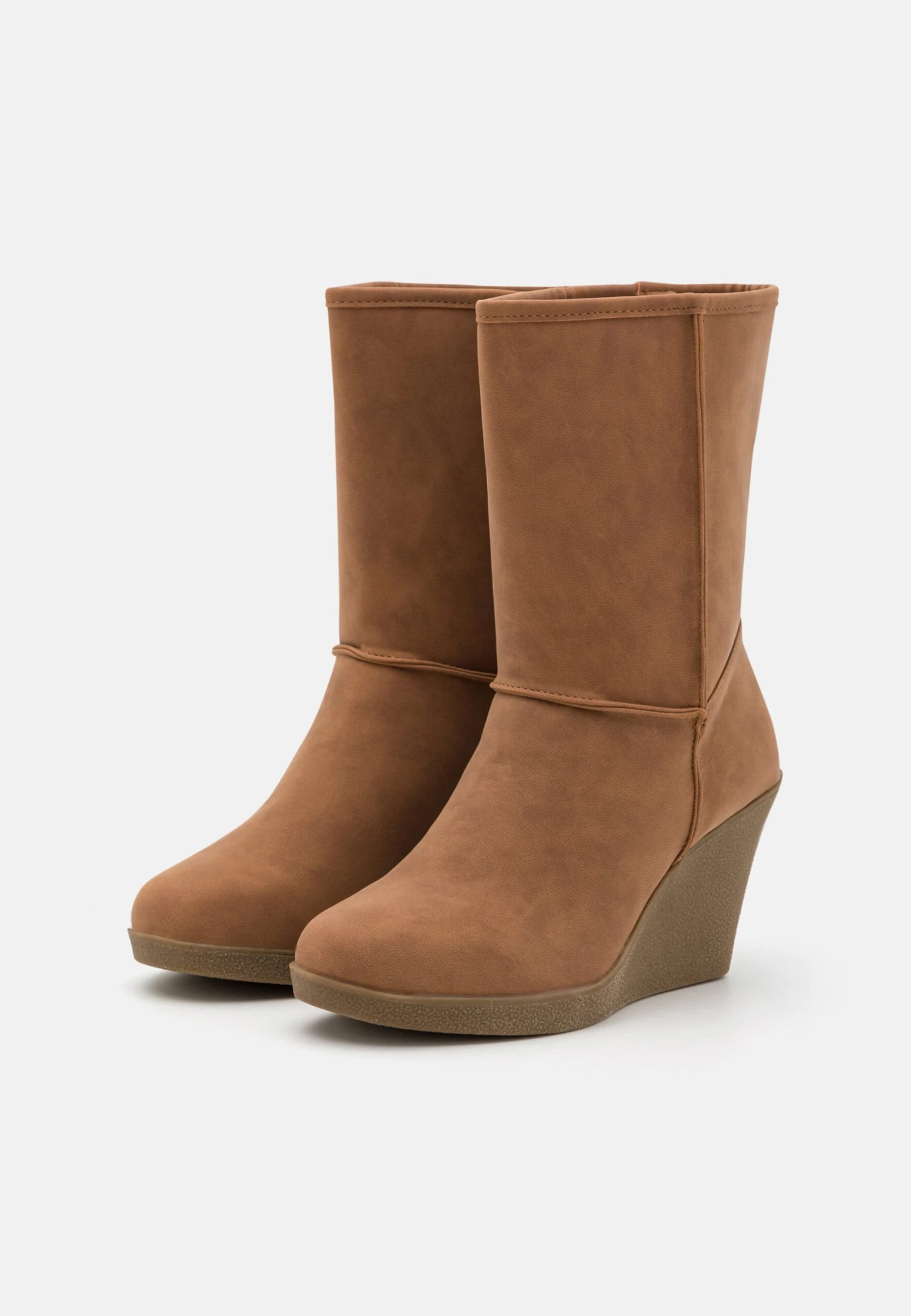 Anna Field Winter Boot - Enkellaarsjes Met Sleehak - Cognac 5 Anna Field Winter Boot - Enkellaarsjes Met Sleehak - Cognac - Afbeelding 3