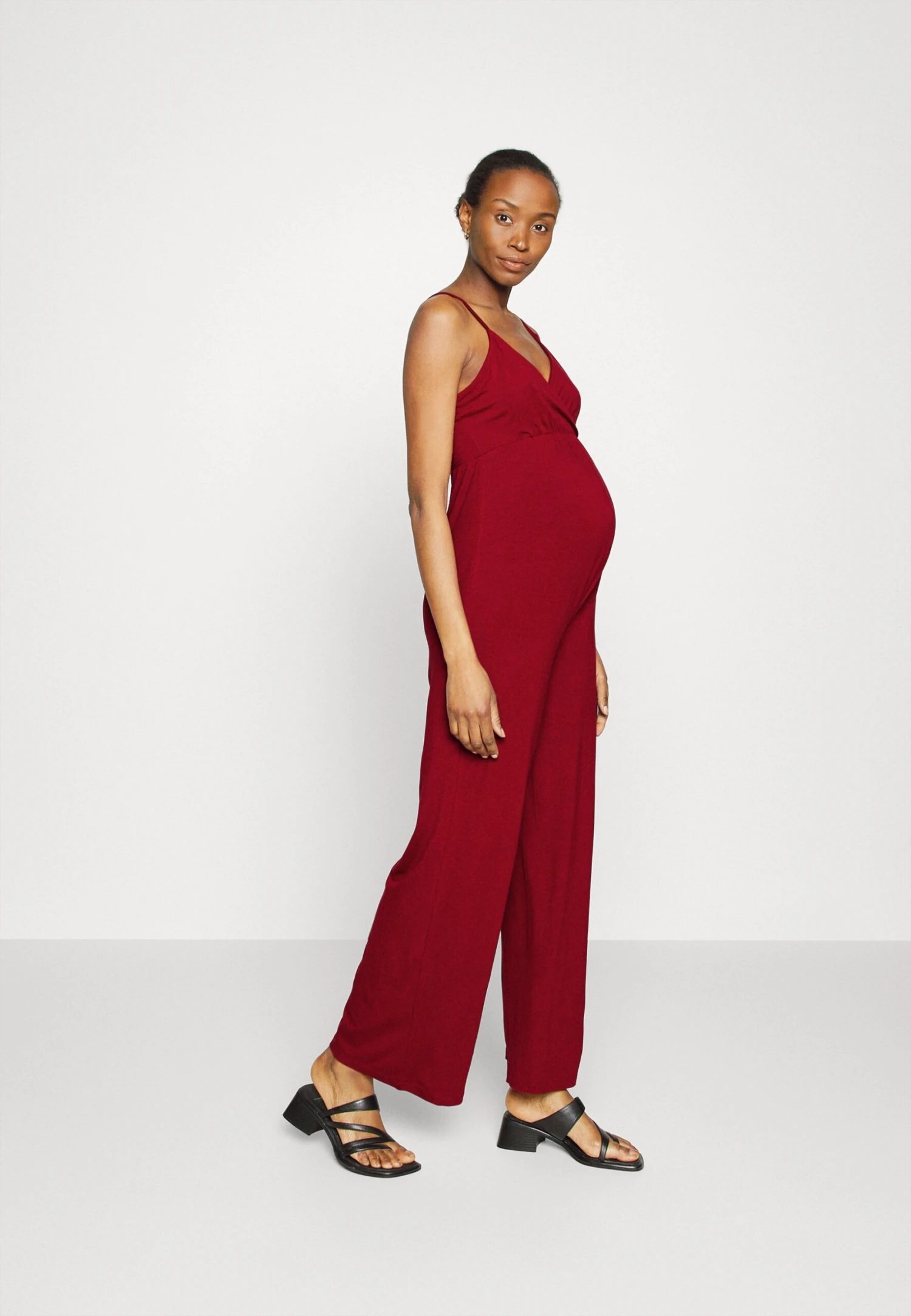 Strappy Drappy Cintered- Jumpsuit - Dark Red 3 Strappy Drappy Cintered- Jumpsuit - Dark Red