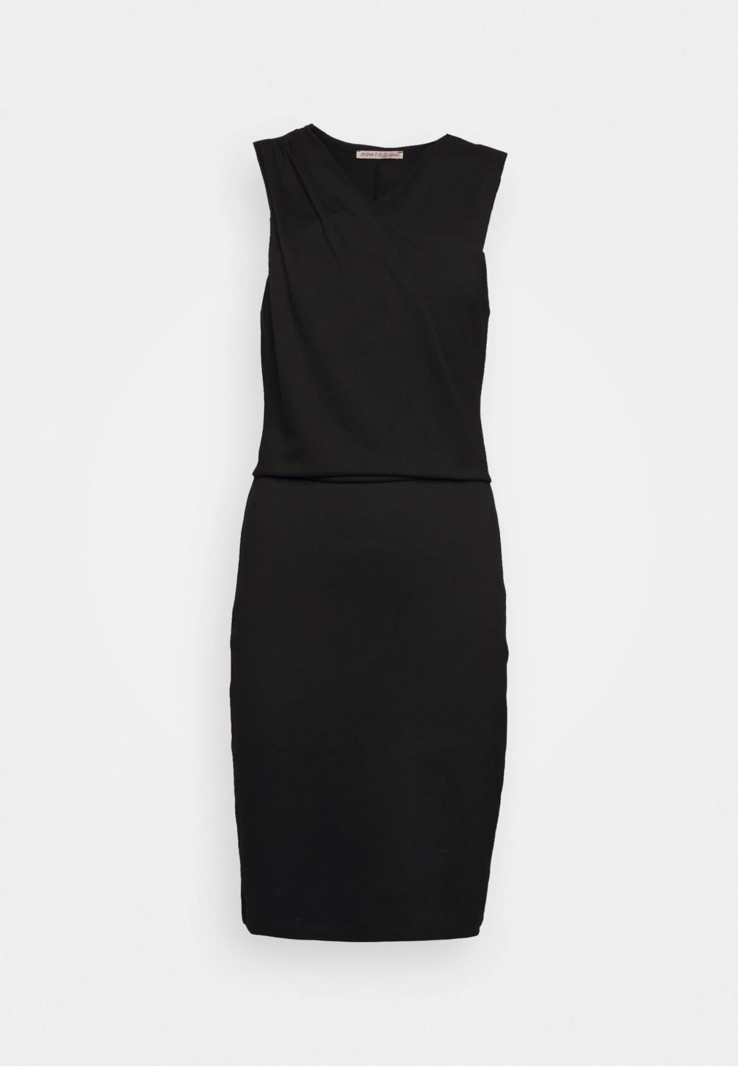 Drapped Neckline Smart Bodycon Sleeveless Mini Dress - Jerseyjurk - Black 7 Drapped Neckline Smart Bodycon Sleeveless Mini Dress - Jerseyjurk - Black - Afbeelding 5
