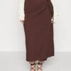 Curvy Textured Sarong Midi Skirt - Wikkelrok - Brown -Anna Field 95c6d4373d704528821c7d350019a755