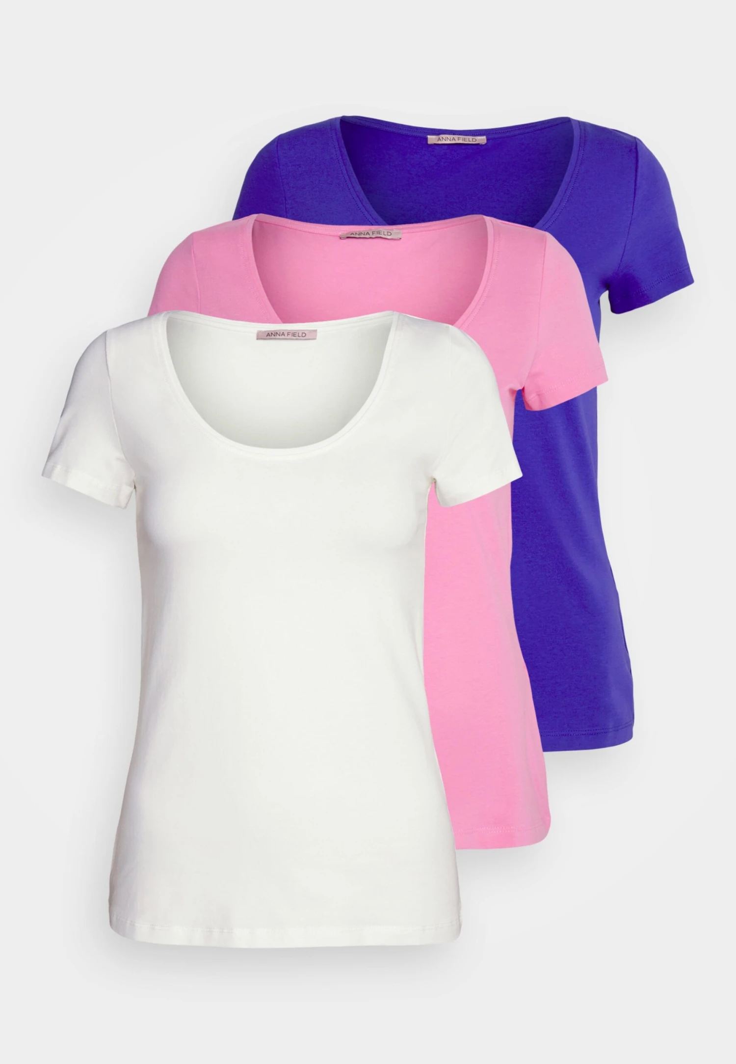 Anna Field 3 Pack - T-Shirt Basic - Dark Blue/Pink/Off White 3 Anna Field 3 Pack - T-Shirt Basic - Dark Blue/Pink/Off White