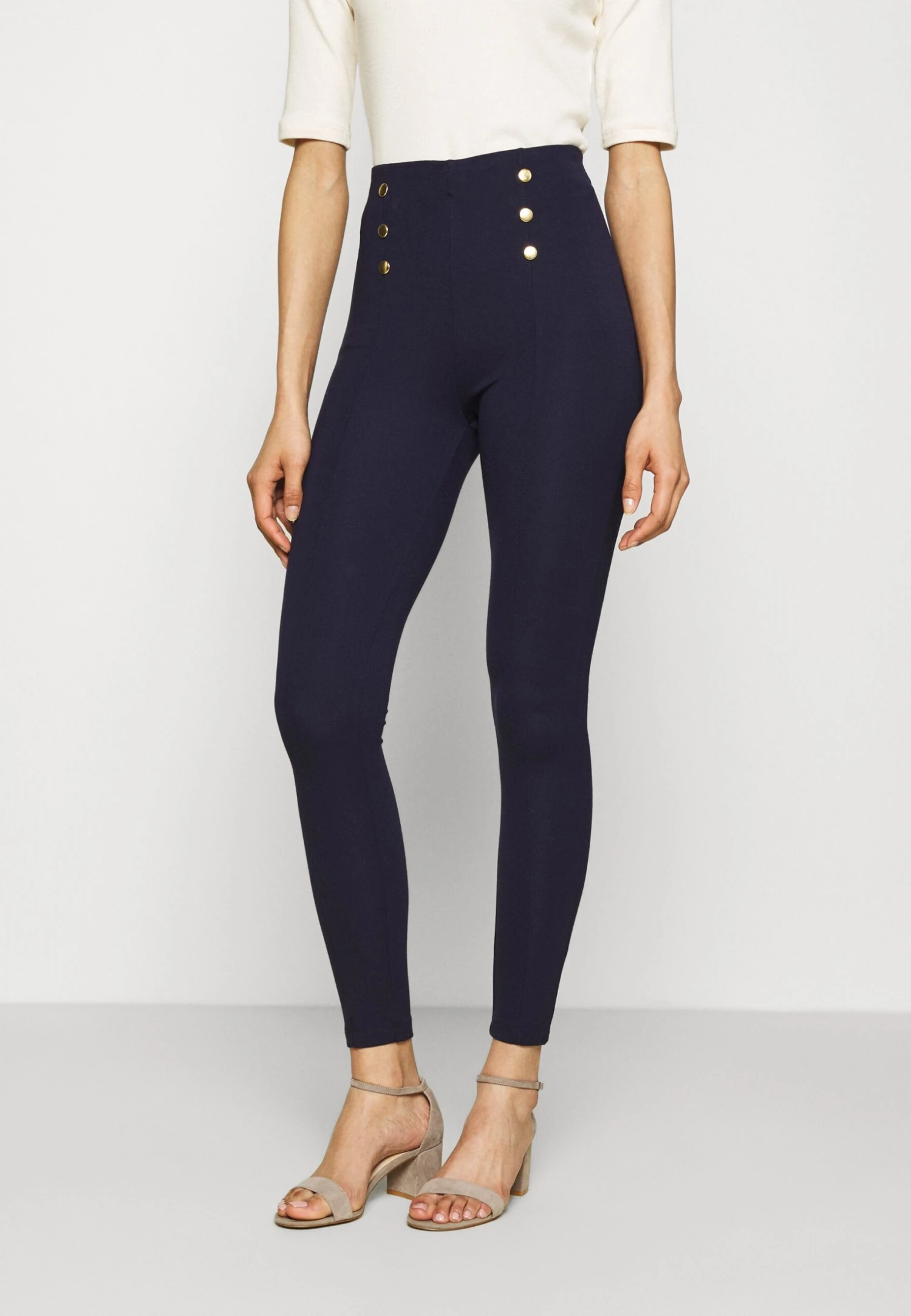 Anna Field Punto Leggings With Button Detail - Legging - Dark Blue 3 Anna Field Punto Leggings With Button Detail - Legging - Dark Blue