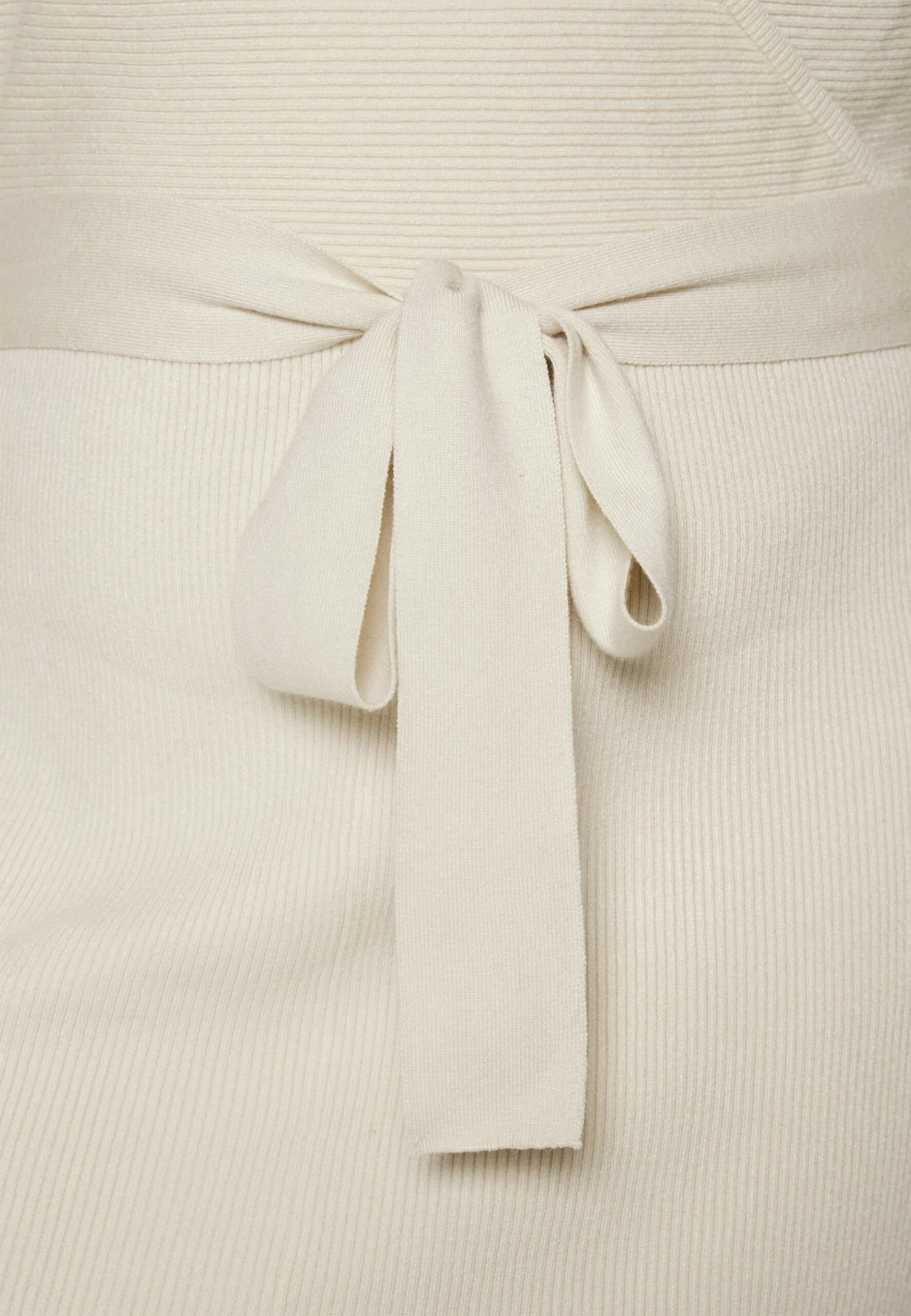 Wrap V Ausschnitt Mini Strickkleid Mit Gürtel - Gebreide Jurk - Off White 7 Wrap V Ausschnitt Mini Strickkleid Mit Gürtel - Gebreide Jurk - Off White - Afbeelding 5